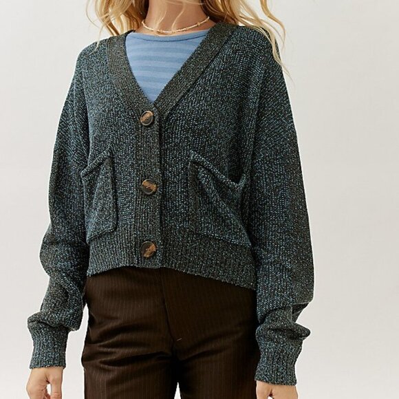 Urban Outfitters Sweaters - Urban Outfitters Blue/Black Thea Cardigan